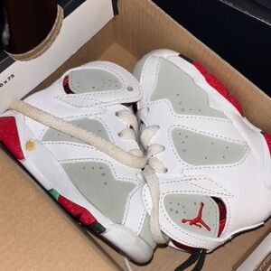 Jordan Kids White and Gray Sneakers with Red Accents